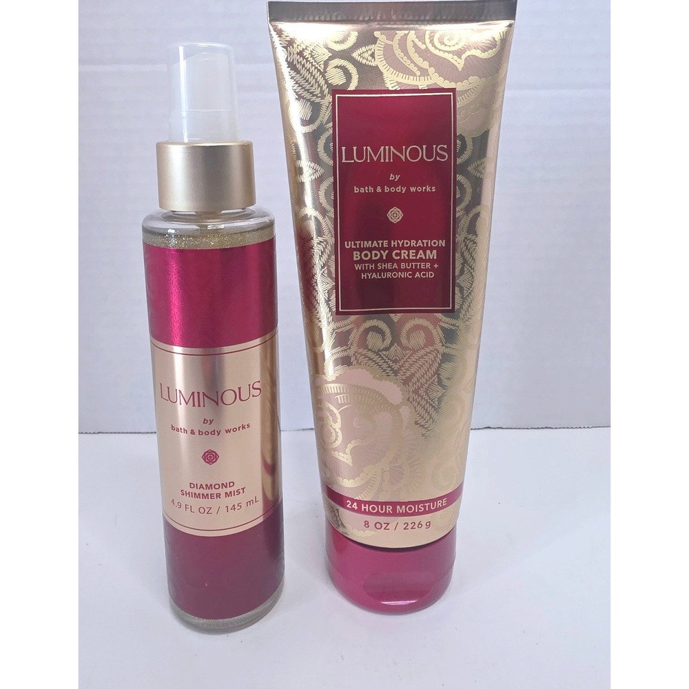 Bath & Body Works Luminous Shimmer Mist and Body Cream Set Ruby Currant Iris